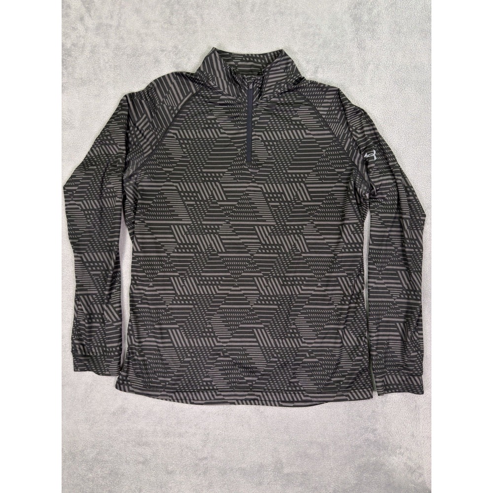 Under Armour Sweatshirt Shirt Mens Large Black Geometric Stripe 1/4 Zip Running